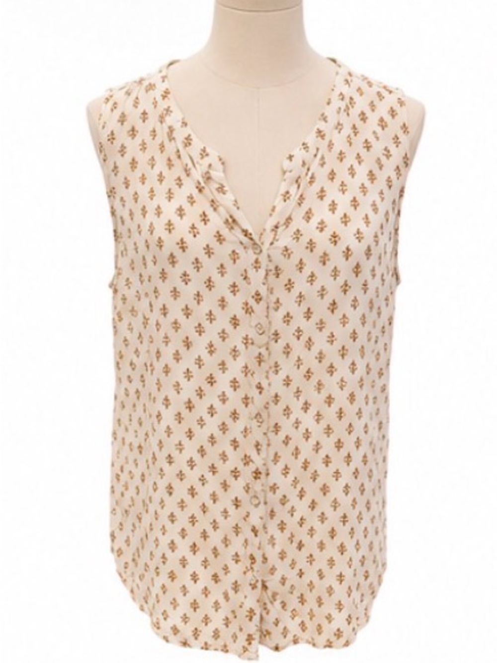 Eddie Bauer Women’s Large Sleeveless High-Low Button-Front Rayon Blouse